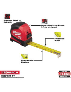 Cinta Métrica Compacta Milwaukee 12 Pies (3.66 m) 2