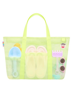 Bolsa de Playa de Malla Tagitary Verde con Cremallera y 8 Bolsillos