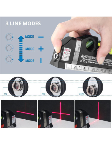 Nivel láser Qooltek con trípode y cinta métrica 2,44 m