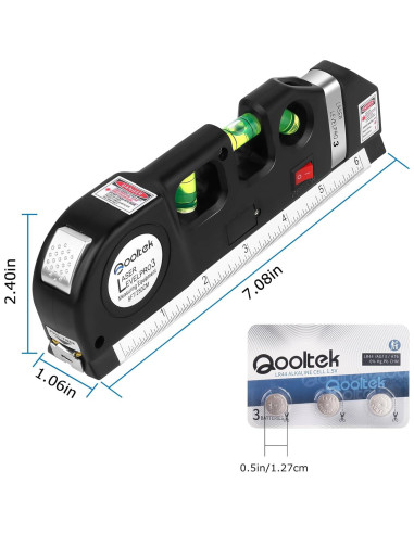 Nivel láser Qooltek con trípode y cinta métrica 2,44 m
