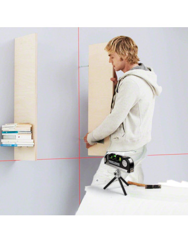 Nivel láser Qooltek con trípode y cinta métrica 2,44 m