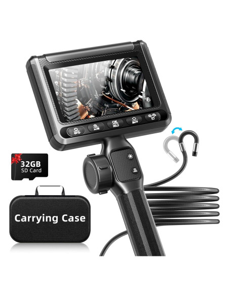 Borescopio Articulado UJOYOK 8mm con Luz LED y Pantalla 4.3"