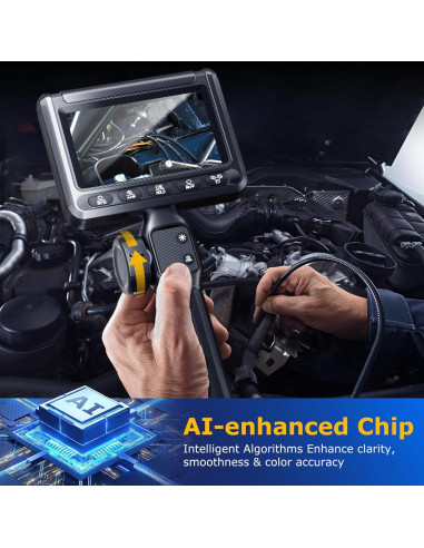 Borescopio Articulado UJOYOK 8mm con Luz LED y Pantalla 4.3"