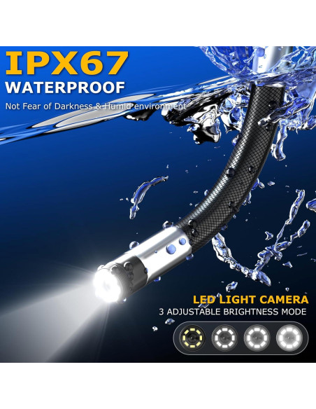 Borescopio Articulado UJOYOK 8mm con Luz LED y Pantalla 4.3"