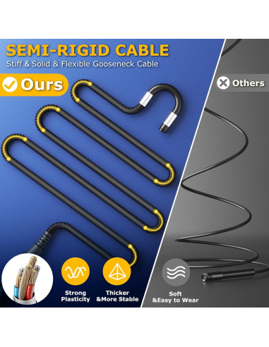 Borescopio Articulado UJOYOK 8mm con Luz LED y Pantalla 4.3"