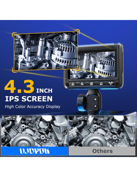 Borescopio Articulado UJOYOK 8mm con Luz LED y Pantalla 4.3"