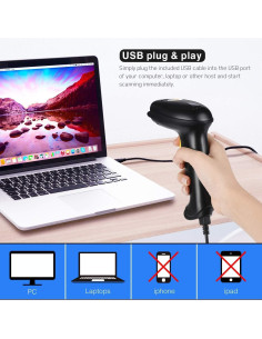 Escáner de Código de Barras WoneNice WN2806G USB 1D Negro 2