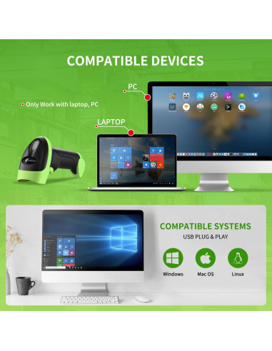 Escáner de Código de Barras 2D NetumScan Verde USB