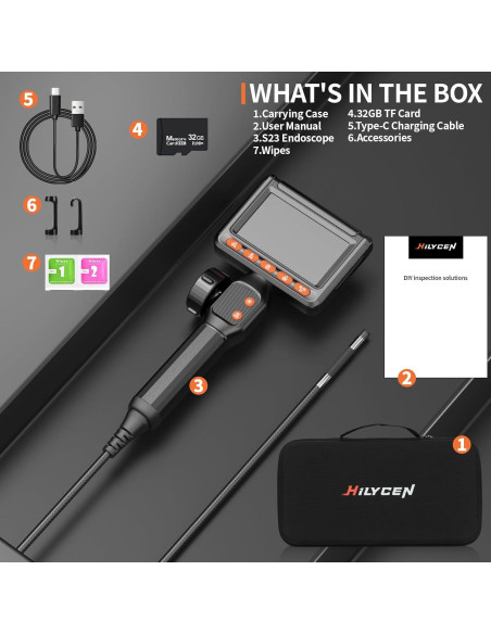 Cámara Endoscópica Articulada HILYCEN 2MP con Luz IP67 1.68m