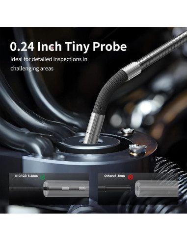 Cámara Borescope Articulada NIDAGE 0.61cm 1.58m con Luz