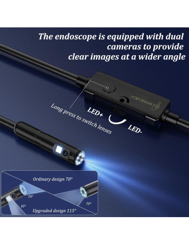 Cámara Endoscópica Ennovor Doble Lente 1920P 5m IP67
