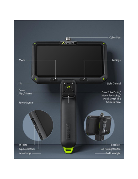 Cámara Endoscópica Anykit 1080P Doble Lente 5,03 m