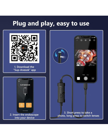 Cámara Endoscópica Ennovor Doble Lente 1920P 5m IP67