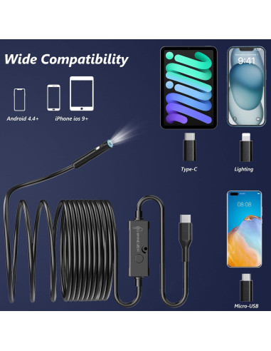 Cámara Endoscópica Ennovor Doble Lente 1920P 5m IP67