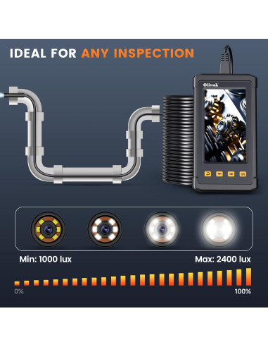 Cámara Endoscópica Oiiwak 50ft 1080P con Luz y Pantalla 4.3"