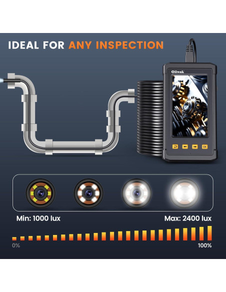 Cámara Endoscópica Oiiwak 50ft 1080P con Luz y Pantalla 4.3"