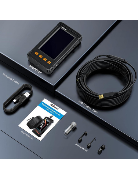 Cámara Endoscópica Oiiwak 50ft 1080P con Luz y Pantalla 4.3"