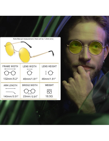 Gafas de sol redondas Joopin UV400 unisex ligeras y cómodas