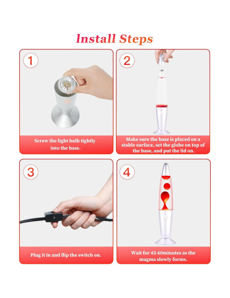 Lámpara de Magma Roja QQP 33.99 cm Decorativa para Niños