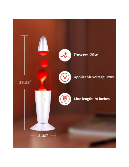 Lámpara de Magma Roja QQP 33.99 cm Decorativa para Niños