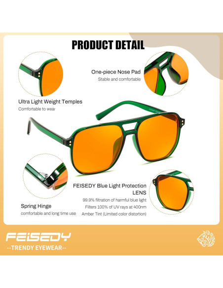 Gafas Anti Luz Azul FEISEDY G2835 Verde Transparente