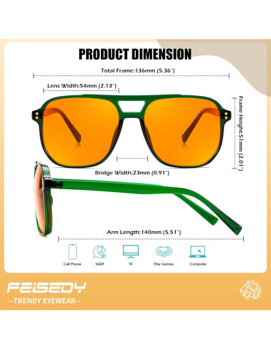 Gafas Anti Luz Azul FEISEDY G2835 Verde Transparente