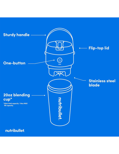 Licuadora Portátil NutriBullet Flip 20 oz Sin Cable Índigo Licuadora Portátil NutriBullet Flip 20 oz Sin Cable Índigo