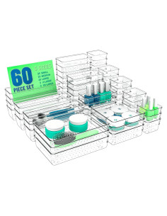 Organizadores de Cajones Yieach 60 Piezas Plástico Transparente