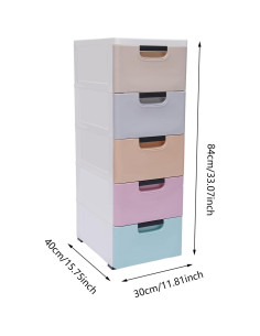 Gabinete de Almacenamiento Gdrasuya10 con 5 Cajones Rodante 30x40x84cm 2