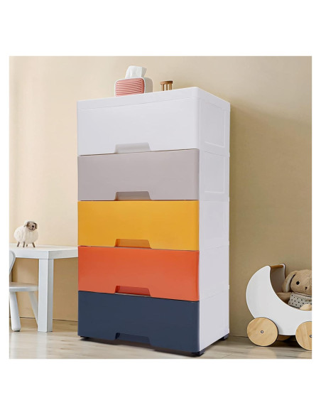 Cómoda de Plástico GMSLuu 5 Cajones Rosa Organizador