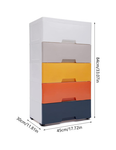 Cómoda de Plástico GMSLuu 5 Cajones Rosa Organizador