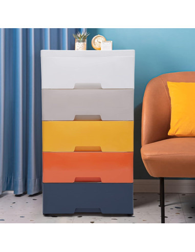 Cómoda de Plástico GMSLuu 5 Cajones Rosa Organizador