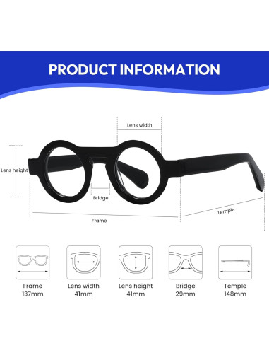 Gafas de lectura redondas FYTOO con bloqueo luz azul UV400