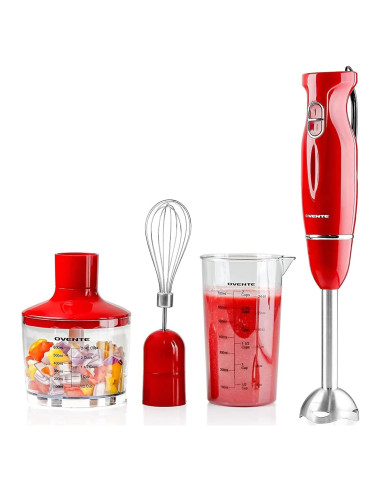Batidora de Inmersión OVENTE HS565, 300W, 2 Velocidades, Rojo