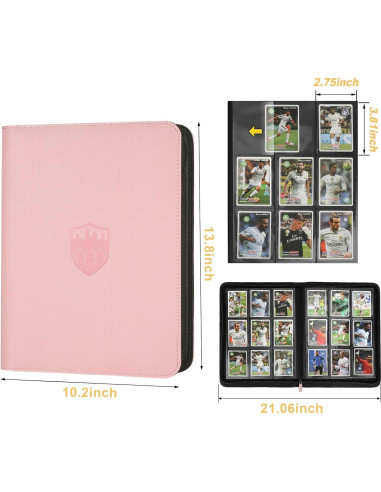 Carpeta de Tarjetas GERMUN 9 Bolsillos Rosa para 360 Tarjetas