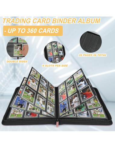 Carpeta de Tarjetas GERMUN 9 Bolsillos Rosa para 360 Tarjetas