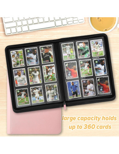 Carpeta de Tarjetas GERMUN 9 Bolsillos Rosa para 360 Tarjetas