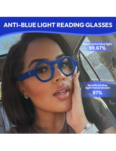 Gafas de lectura redondas FYTOO con bloqueo luz azul 1.0x 2