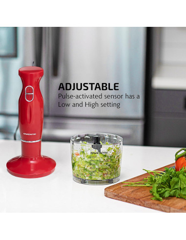 Batidora de Inmersión OVENTE HS565, 300W, 2 Velocidades, Rojo