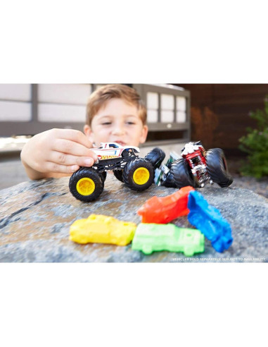Set Camiones Monstruo Hot Wheels + Auto Aplastable 1:64