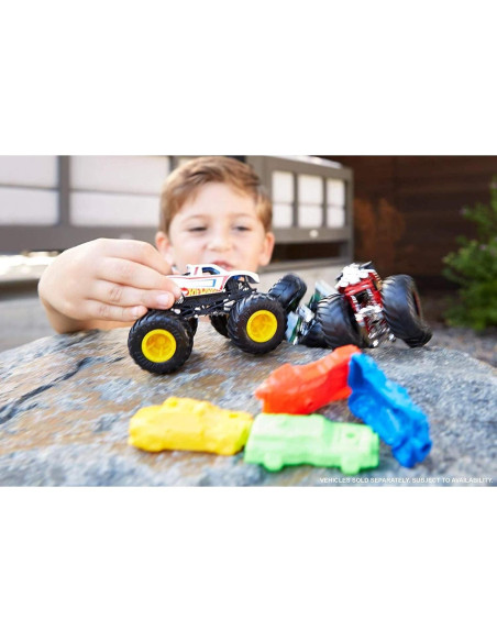 Set Camiones Monstruo Hot Wheels + Auto Aplastable 1:64