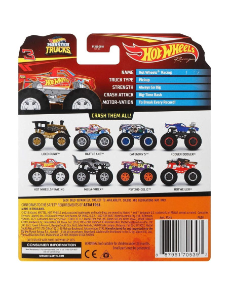 Set Camiones Monstruo Hot Wheels + Auto Aplastable 1:64
