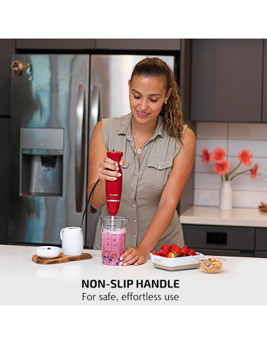 Batidora de Inmersión OVENTE HS565, 300W, 2 Velocidades, Rojo