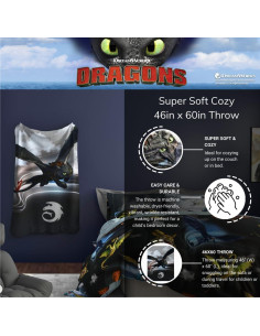 Manta Franco Cómic Toothless 116x152 cm Suave para Niños 2