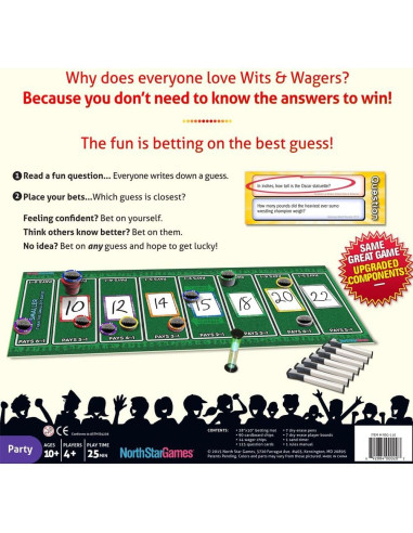 Juego de Mesa Wits & Wagers Deluxe North Star - Trivia 4+ Jugadores