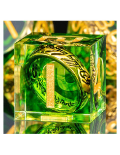 Conjunto de Dados OUKELANWO D&D Verde y Dorado 7Pcs