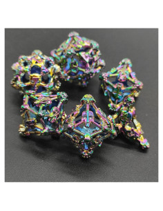 Juego de Dados de Metal Calavera 7 Piezas D&D Bronce