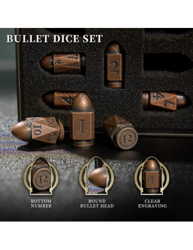 Dados Poliedricos de Metal HNCCESG para D&D - Cobre