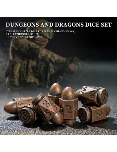 Dados Poliedricos de Metal HNCCESG para D&D - Cobre