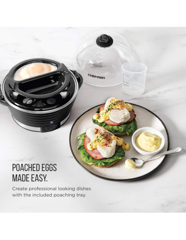 Cocedor de Huevos Chefman RJ24-V2, 6 Huevos, Negro